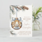Elegant Goud Wit Ornament Kerst Baby shower Kaart (Staand voorkant)