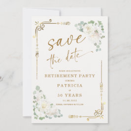 Elegant Goud Wit Pensioen Partij Opslaan van de Da Kaart