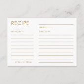 Elegant Goud & Wit Recept voor de bruid Informatiekaartje (Achterkant)