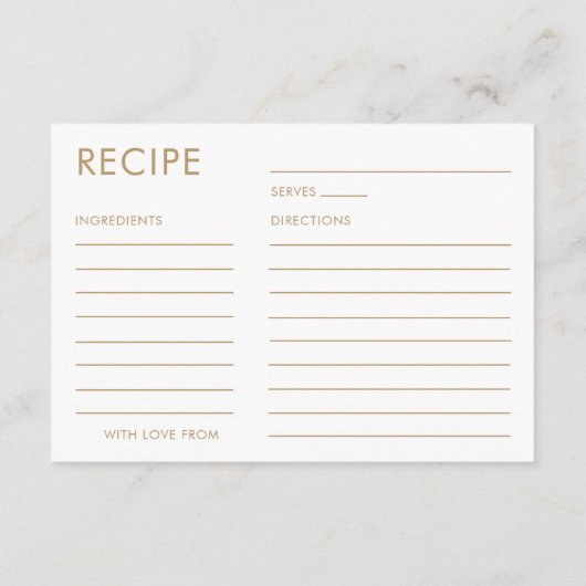 Elegant Goud & Wit Recept voor de bruid Informatiekaartje (Achterkant)