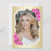 Elegant Goud Wit Roze Foto 50e Verjaardag Kaart (Achterkant)