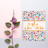 Elegant Goud Wit Roze Wildflower Save the Date Briefkaart