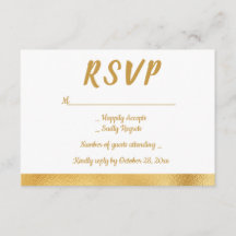 Elegant Goud & Wit RSVP Glam Bruiloft Partij