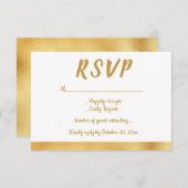 Elegant Goud & Wit RSVP Glam Bruiloft Partij (Voorkant / Achterkant)