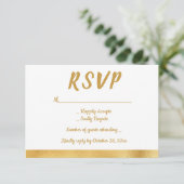 Elegant Goud & Wit RSVP Glam Bruiloft Partij Kaartje (Staand voorkant)