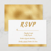 Elegant Goud & Wit RSVP Glam Bruiloft Partij Kaartje (Voorkant / Achterkant)