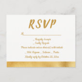 Elegant Goud & Wit RSVP Glam Bruiloft Partij Uitnodiging Briefkaart (Voorkant)