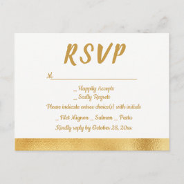 Elegant Goud & Wit RSVP Glam Bruiloft Partij Uitnodiging Briefkaart