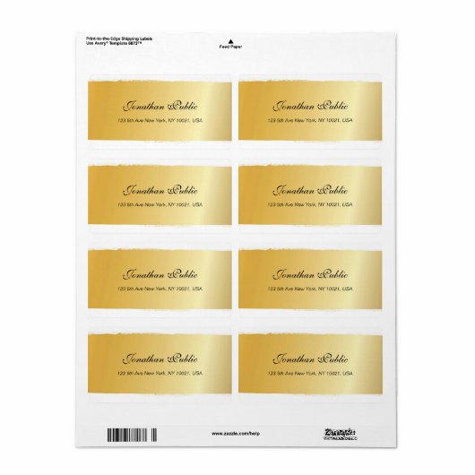 Elegant Goud Wit Script Professionele Verzending Etiket (Full Sheet)