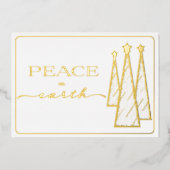 Elegant Goud Wit Vrede op Aarde Zaken Folie Feestdagenkaart (Voorkant)