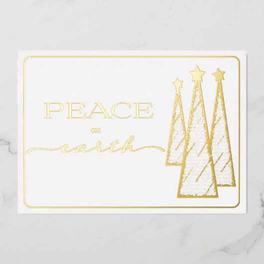 Elegant Goud Wit Vrede op Aarde Zaken Folie Feestdagenkaart (Voorkant)