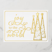 Elegant Goud Wit Vreugde aan de Wereldzaken Folie Feestdagenkaart (Voorkant)