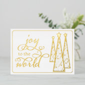 Elegant Goud Wit Vreugde aan de Wereldzaken Folie Feestdagenkaart (Staand Voorkant)