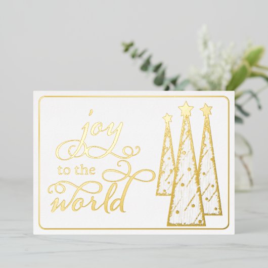 Elegant Goud Wit Vreugde aan de Wereldzaken Folie Feestdagenkaart (Staand Voorkant)