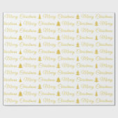 Elegant Goud Wit Vrolijk Kerstmis Quote Cadeaupapier (Vlak)