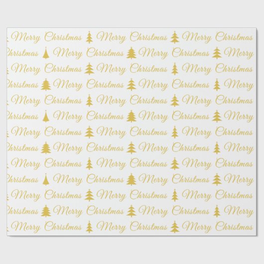 Elegant Goud Wit Vrolijk Kerstmis Quote Cadeaupapier (Vlak)