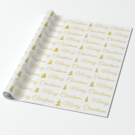 Elegant Goud Wit Vrolijk Kerstmis Quote Cadeaupapier