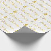 Elegant Goud Wit Vrolijk Kerstmis Quote Cadeaupapier (Hoek)