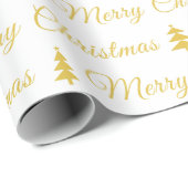 Elegant Goud Wit Vrolijk Kerstmis Quote Cadeaupapier (Rol Hoek)