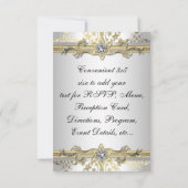 Elegant Goud Wit Zwart Damast RSVP (Achterkant)