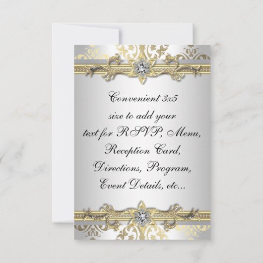 Elegant Goud Wit Zwart Damast RSVP (Achterkant)