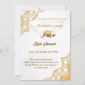 Elegant Goud & Witte Luxe Afstudeerfeest Aankondiging (Achterkant)