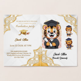 Elegant Goud & Witte Luxe Afstudeerfeest Folie Kaarten