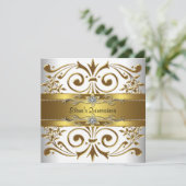 Elegant Goud Witte Quinceanera Kaart (Staand voorkant)