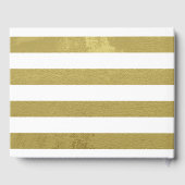 Elegant Goud & Witte Strepen Gepersonaliseerde Bru Gastenboek (Achterkant)