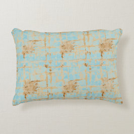Elegant, goud zachtblauw geruit abstract patroon accent kussen