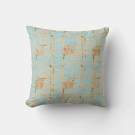 Elegant, goud zachtblauw geruit abstract patroon kussen