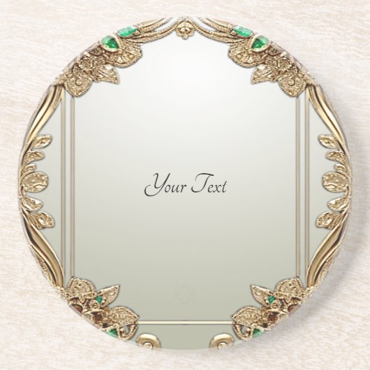 Elegant Goud  Zandsteen Onderzetter (Voorkant)