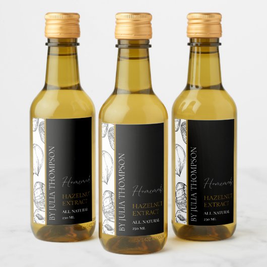Elegant Goud Zelfgemaakte Hazelnoot Extract Label Wijn Etiket (Flessen)