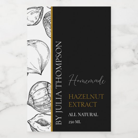 Elegant Goud Zelfgemaakte Hazelnoot Extract Label Wijn Etiket (Enkel label)