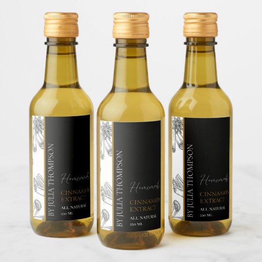 Elegant Goud Zelfgemaakte Kaneel Extract Label Wijn Etiket (Flessen)