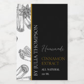 Elegant Goud Zelfgemaakte Kaneel Extract Label Wijn Etiket (Enkel label)