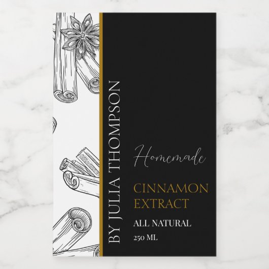 Elegant Goud Zelfgemaakte Kaneel Extract Label Wijn Etiket (Enkel label)