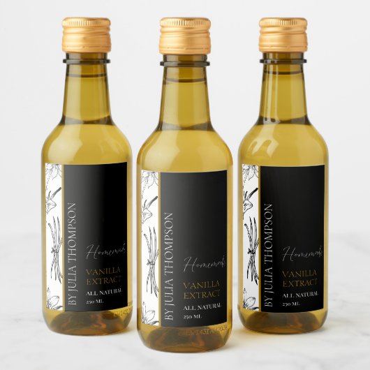 Elegant Goud Zelfgemaakte Vanille Extract Label Wijn Etiket (Flessen)