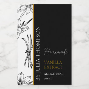 Elegant Goud Zelfgemaakte Vanille Extract Label Wijn Etiket