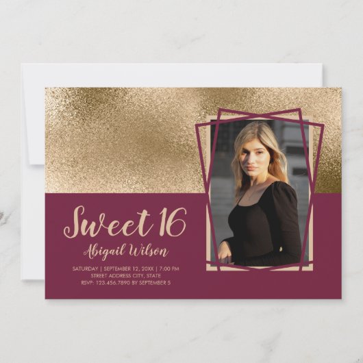 Elegant goud & zestien jaar oud met bruinkoolstof kaart (Voorkant)