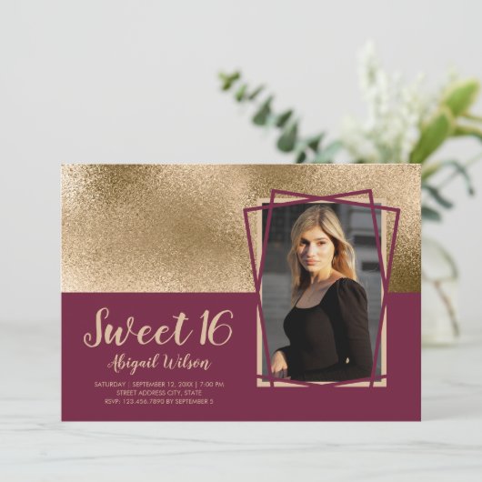 Elegant goud & zestien jaar oud met bruinkoolstof kaart (Staand voorkant)