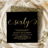 Elegant Goud Zestig Script Zwart 60ste Verjaardag Kaart