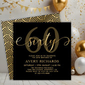 Elegant Goud Zestig Script Zwart 60ste Verjaardag Kaart