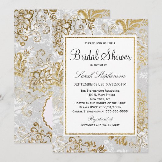 Elegant Goud Zilver en Grijs Bloemen Vrijgezellenf Kaart (Voorkant / Achterkant)