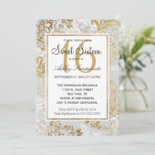 Elegant Goud Zilver en Grijs Bloemen Zoet 16 Kaart (Staand voorkant)