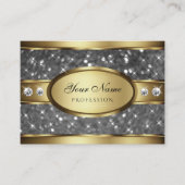 Elegant Goud Zilver Glitter Sterren en Diamanten Visitekaartje (Voorkant)