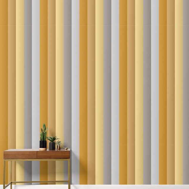 Elegant Goud Zilver Grijs Comité Gestreept Patroon Behang (Hal)