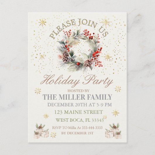 Elegant  Goud&Zilver Kerstfeest  Feestdagenkaart (Voorkant)