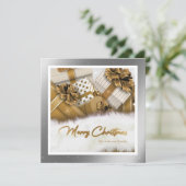 Elegant Goud Zilver Vrolijk Kerstfeest Kaart (Staand voorkant)