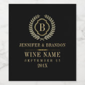 Elegant Goud & Zilveren Laurel Krans Wijn Etiket (Enkel label)